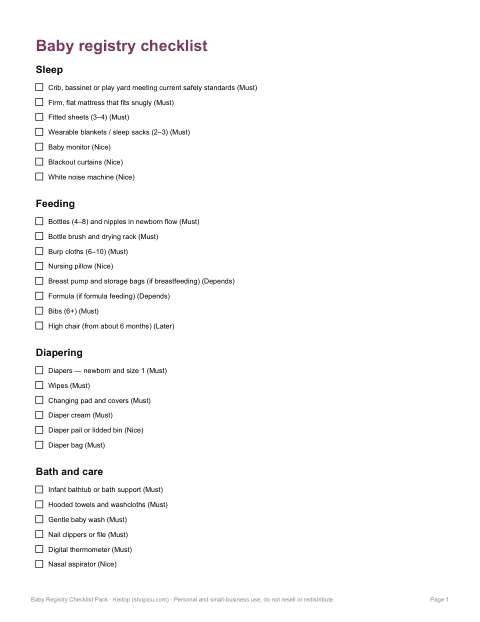 Preview of the first page of Registry checklist (PDF/DOCX)